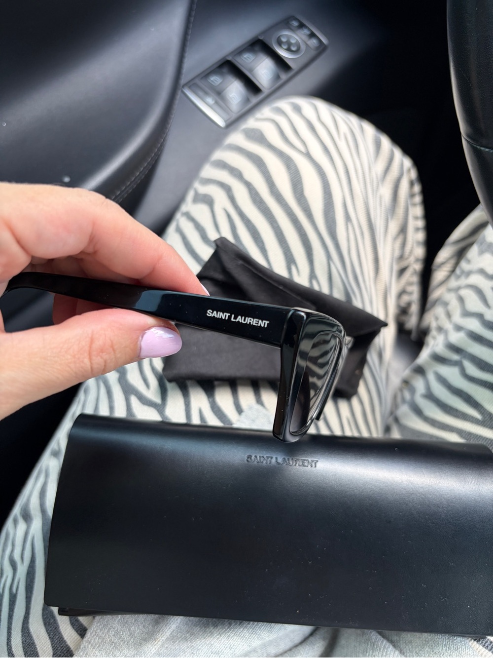 Saint Laurent Women’s Black Glossy Cat-Eye Sunglasses - Picture 4 of 12